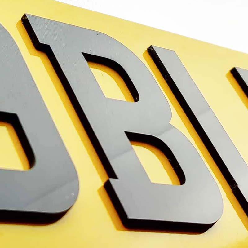 Single Acrylic 3mm 4D Number Plate Letters