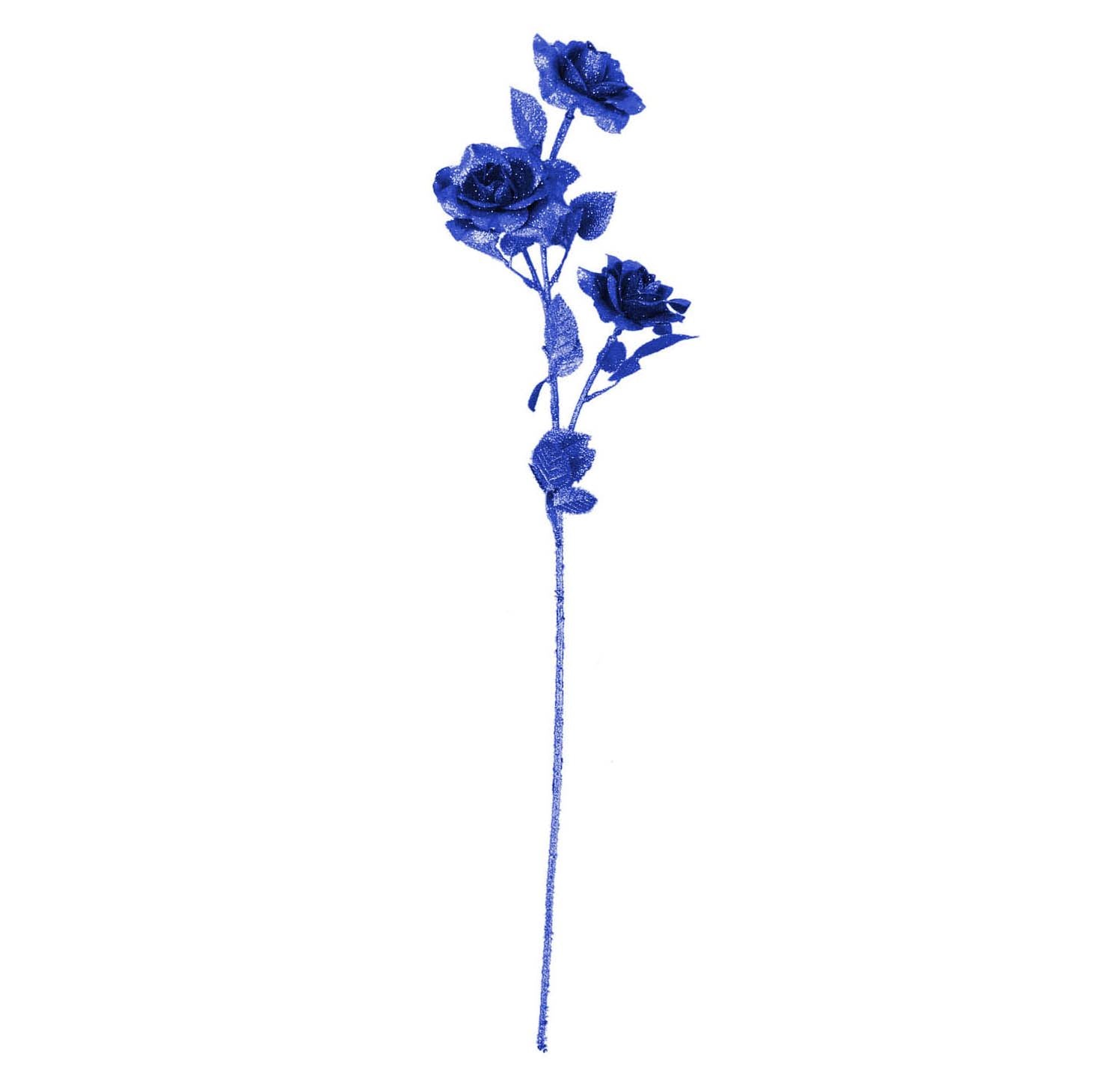 Heavy Glittered 3 Head Rose Spray