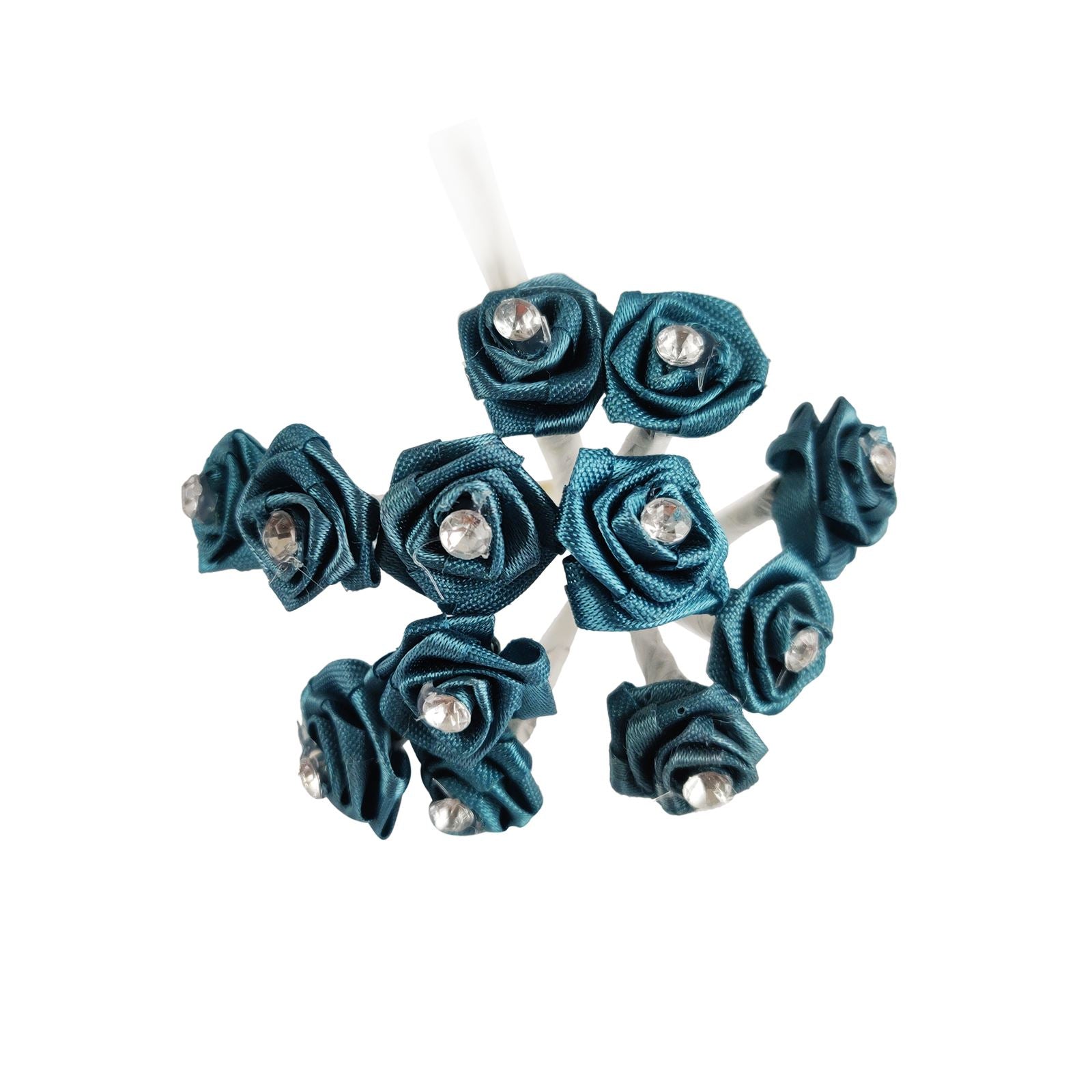 Bundle of 12 Mini Satin Diamante Roses
