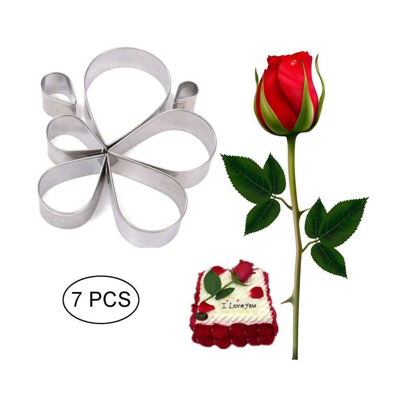 Rose Flower Petal Teardrop Shaped Cookie Cutters