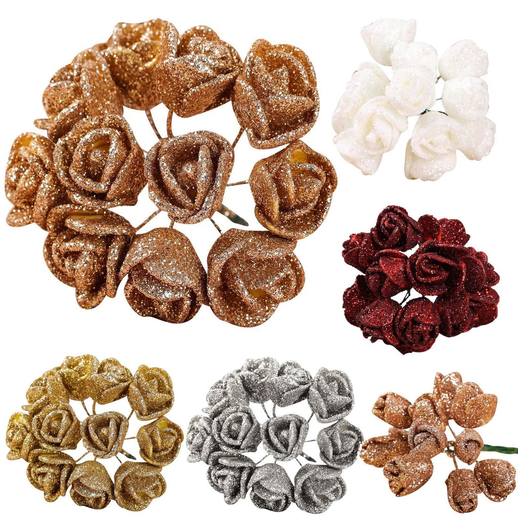 Bundle of 10 Mini Glitter Roses
