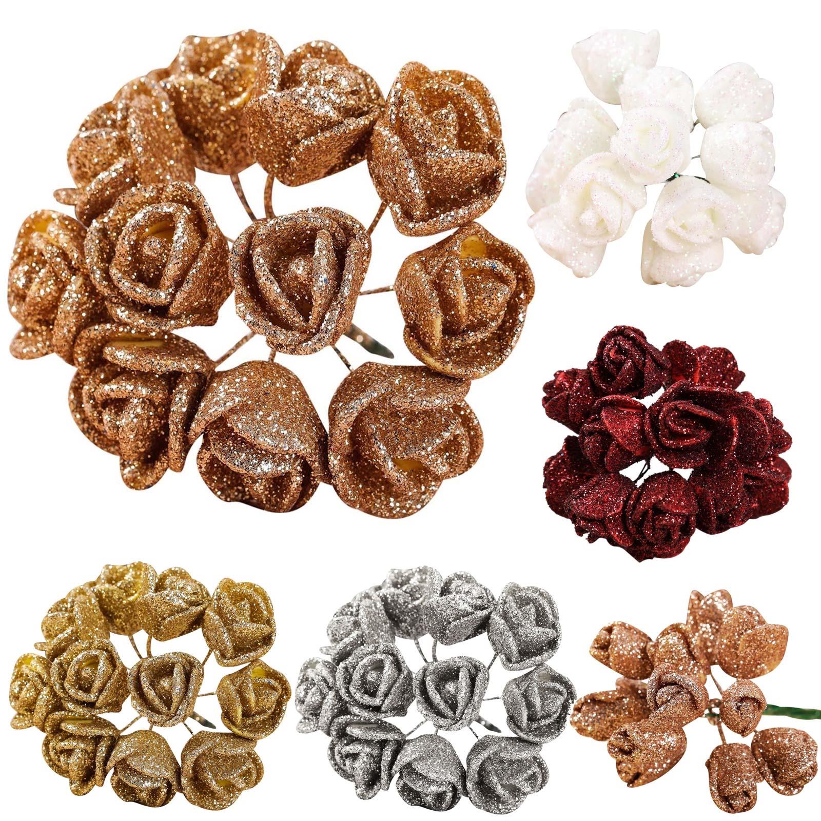 Bundle of 10 Mini Glitter Roses