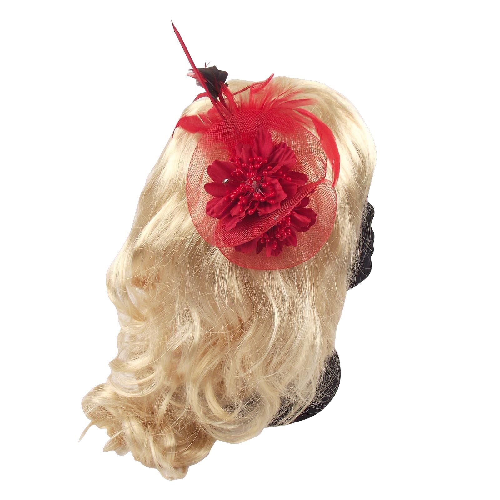Netted Double Flower with Diamante Head Piece