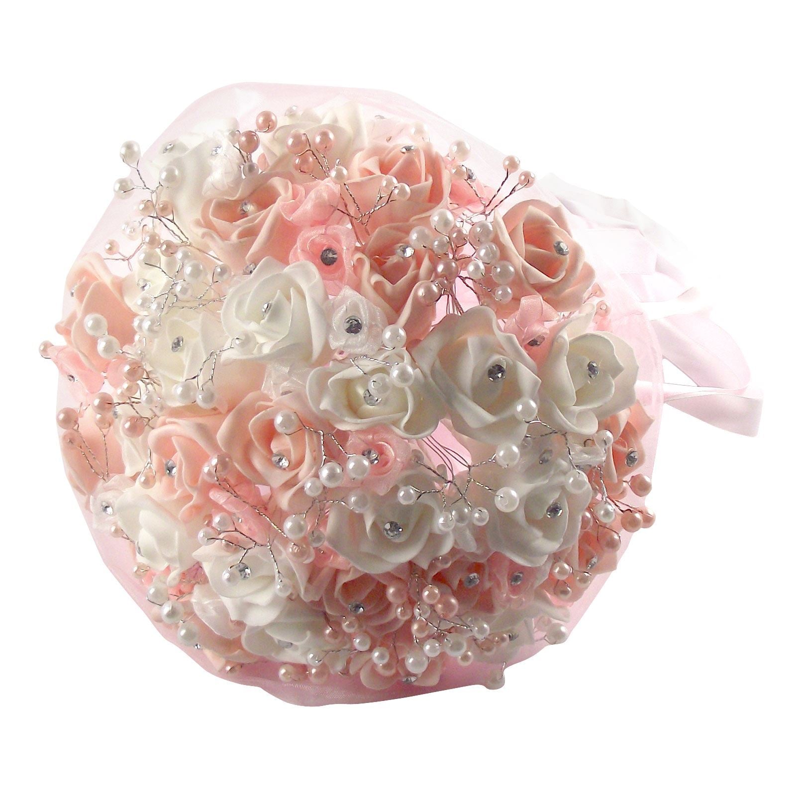 Rosebud, Diamante and Pearl Bridal Bouquet