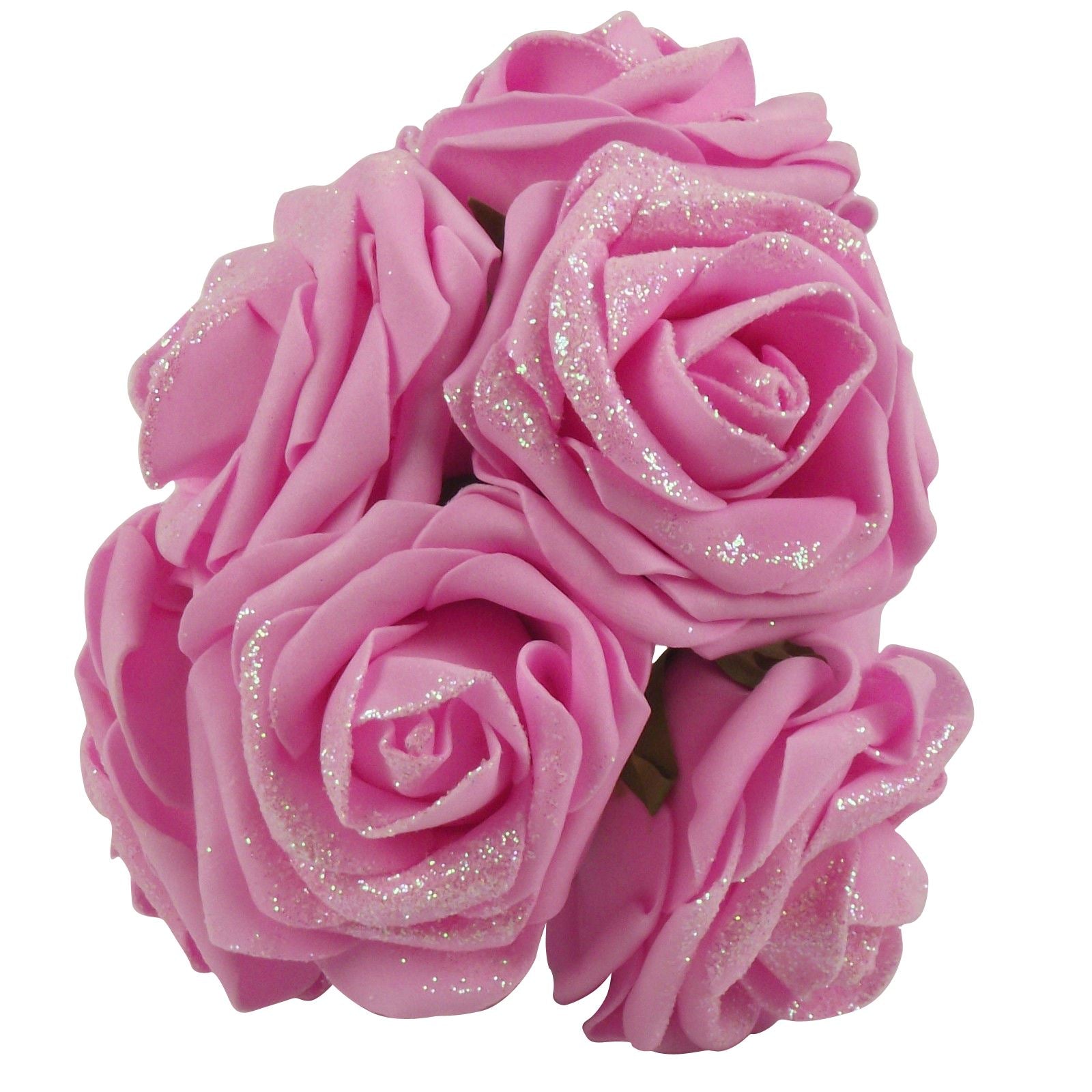 Glittered Foam Roses Bunch of 6