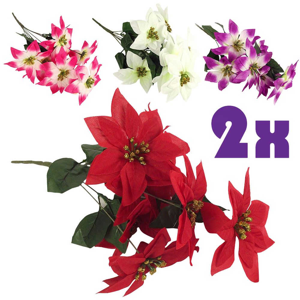2x Bunches of Xmas Poinsettia