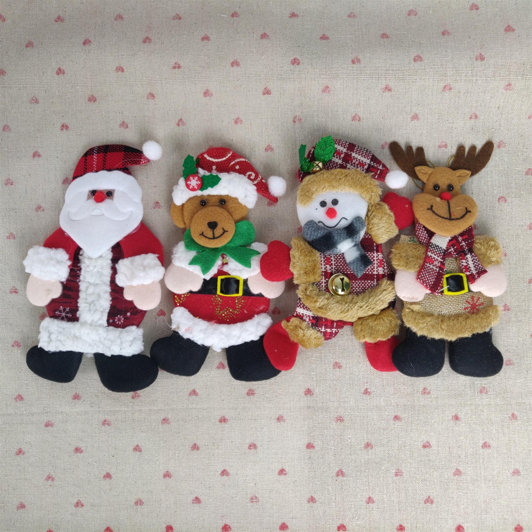 4x Felt Hanging Xmas Character Decorations