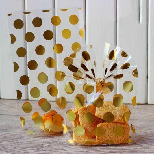 Gold and Silver Polkadot Clear Bags