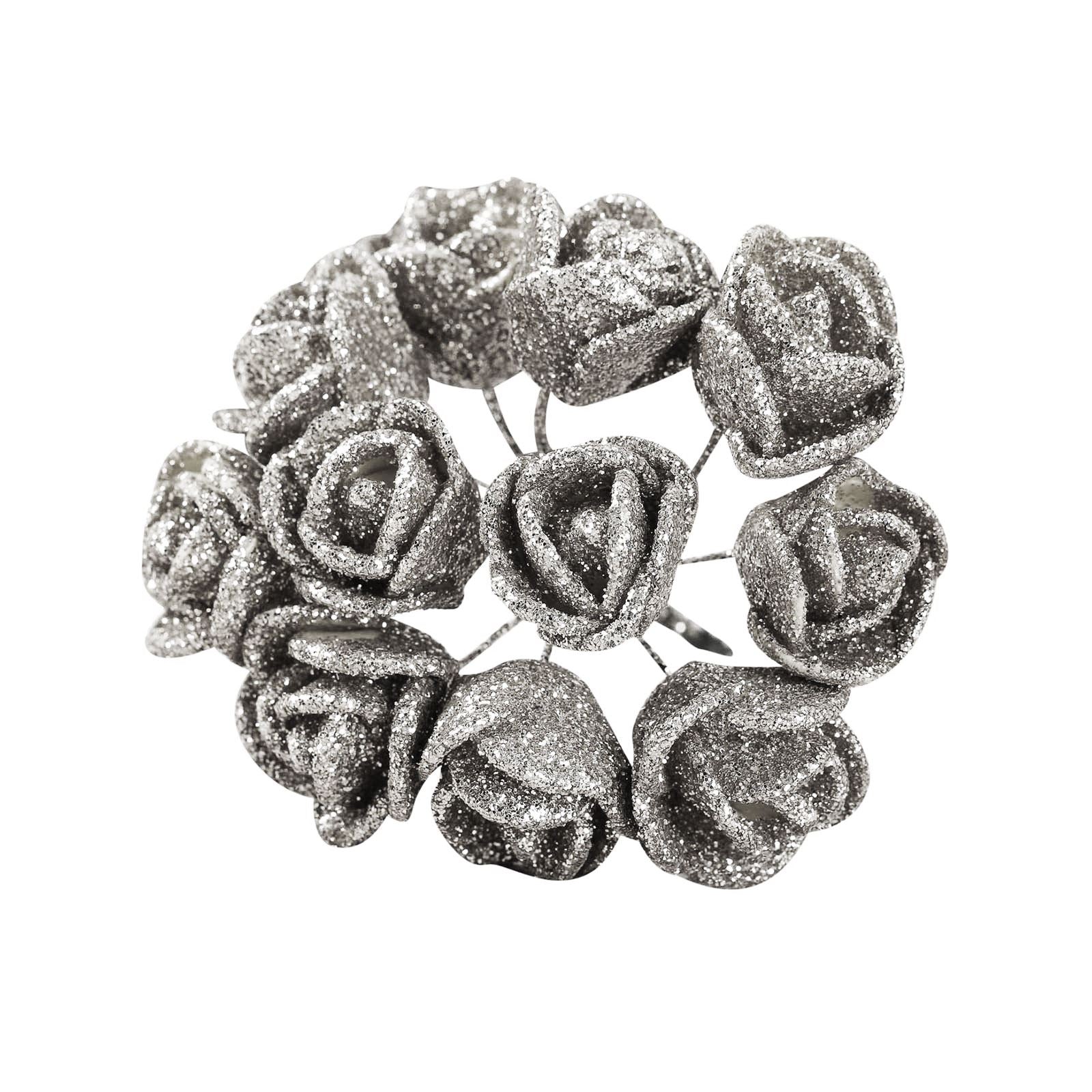 Bundle of 10 Mini Glitter Roses