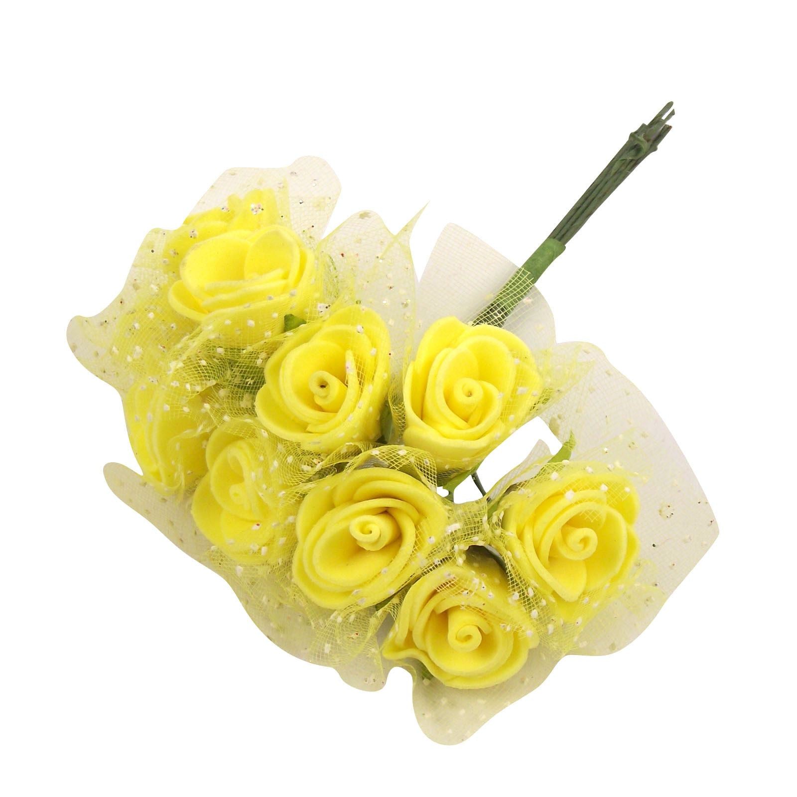 10x Mini Rose Buds with Tulle