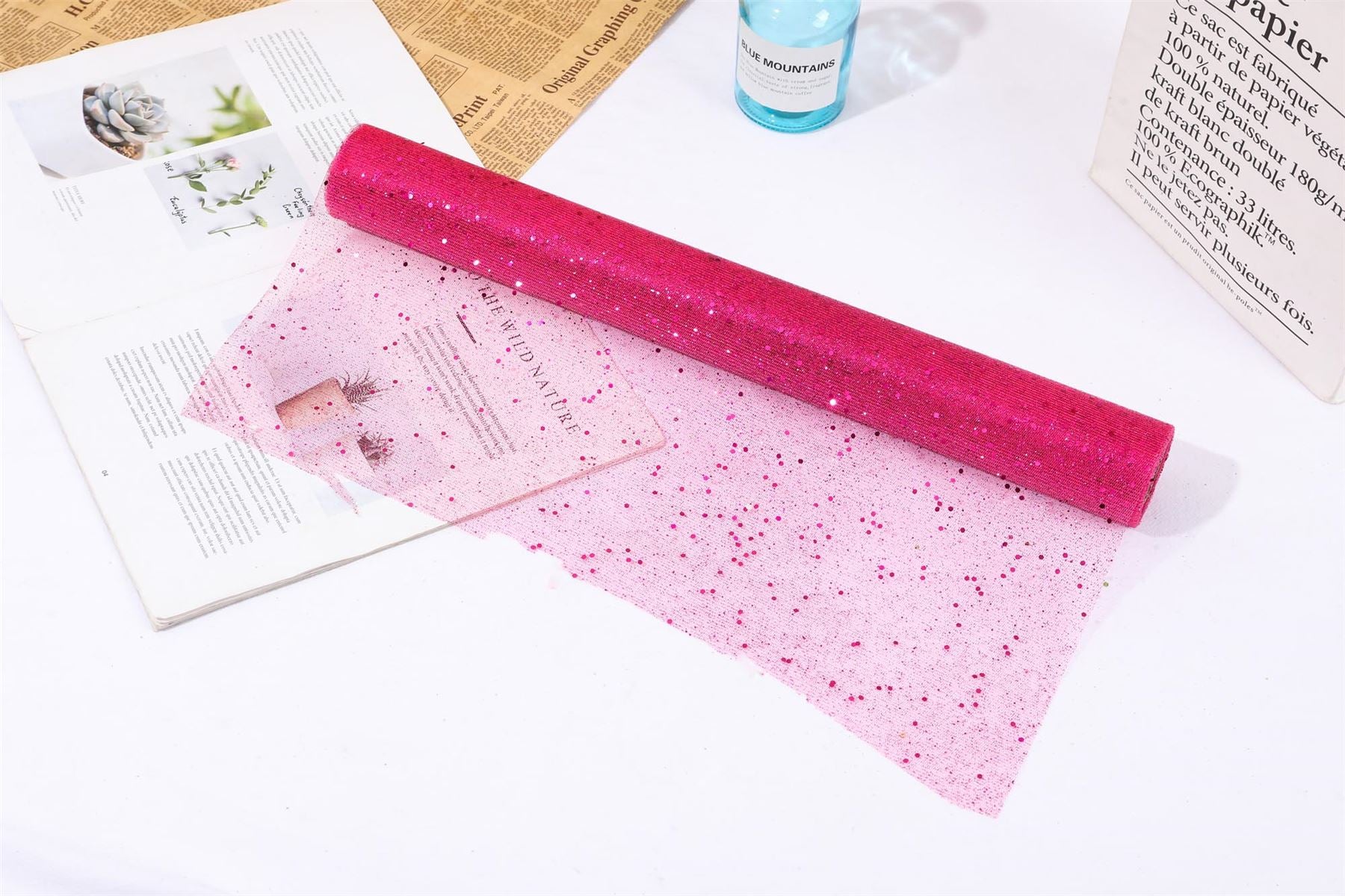 Glitter Sequin Studded Organza Mesh Fabric