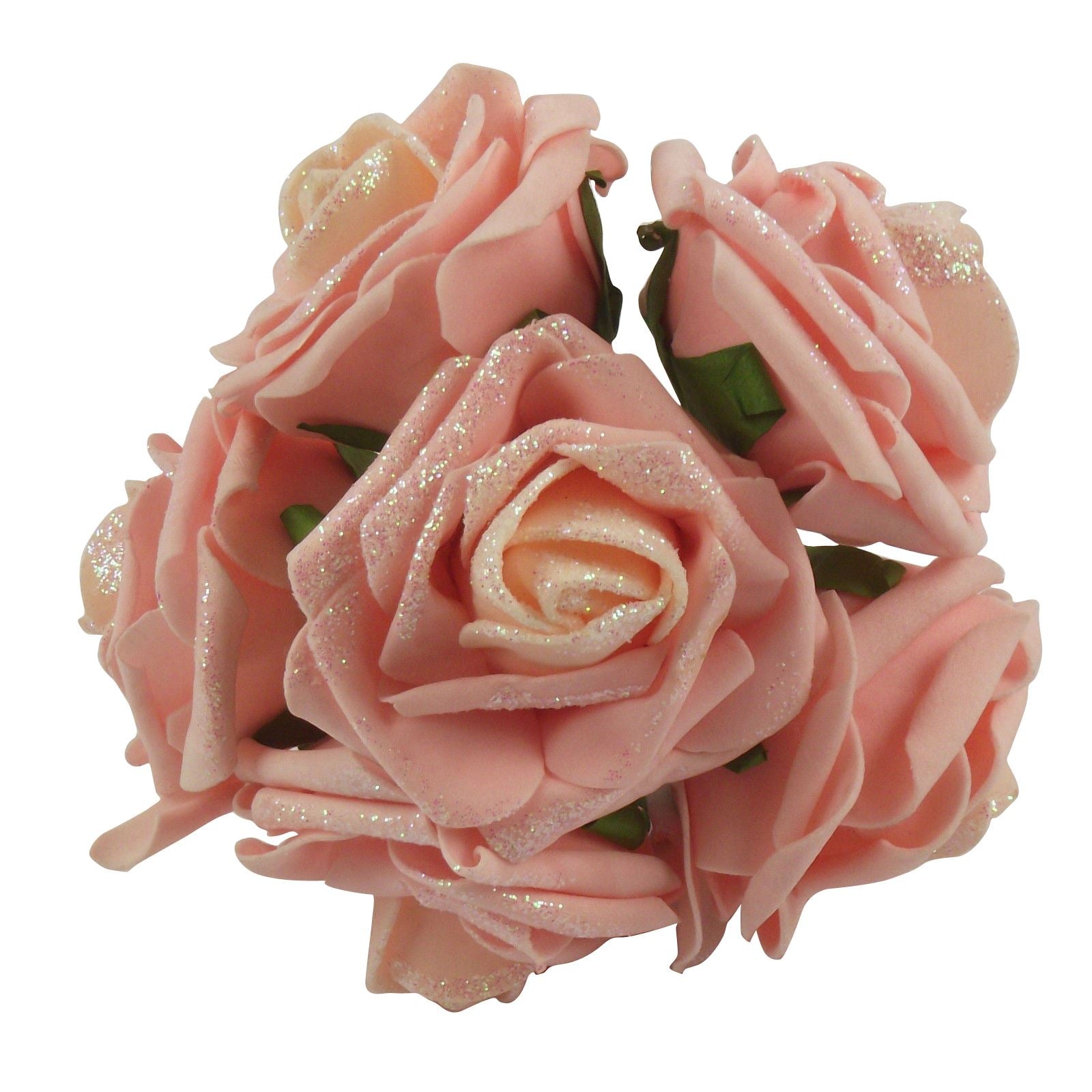 Glittered Foam Roses Bunch of 6