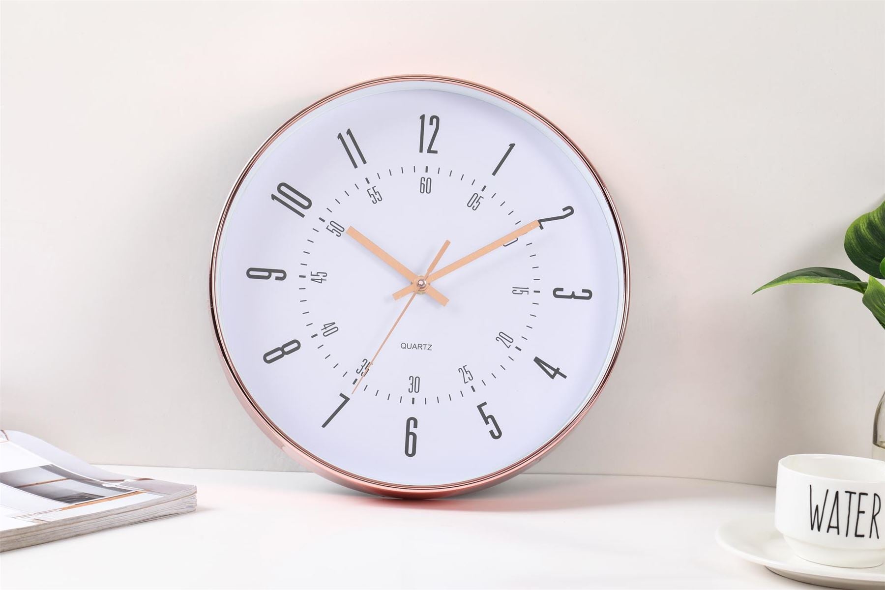 Sophisticated Rose Gold Dual Number Wall Clock