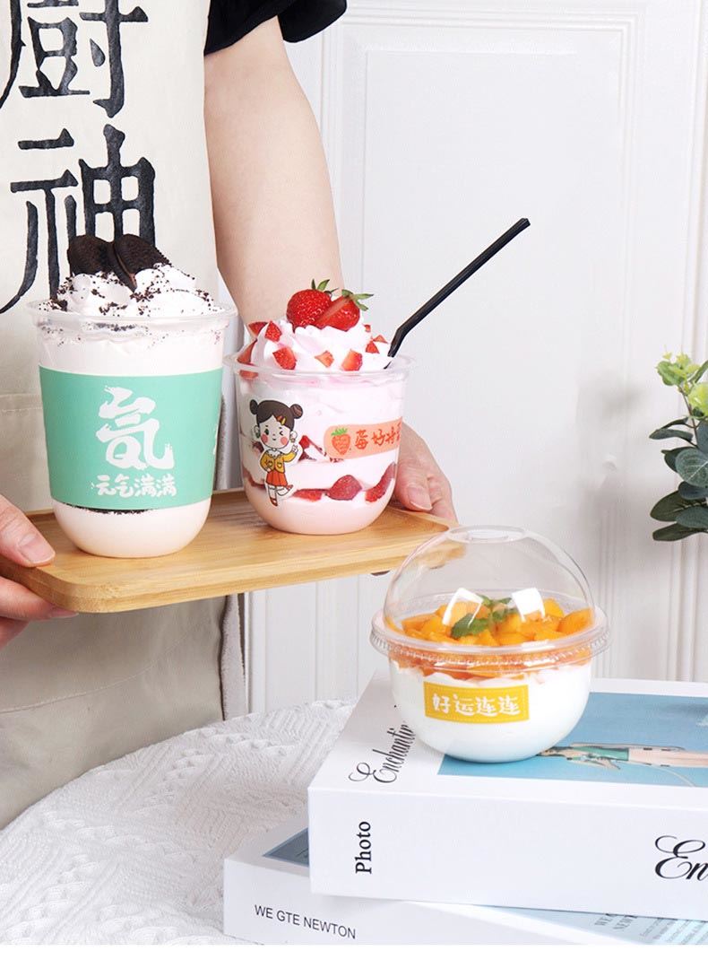 U-Shaped Disposable Bubble Tea Cup for Takeaways - Round Bottom Milkshake Clear  - Shaped Disposable Bubble Tea Cup for Takeaways