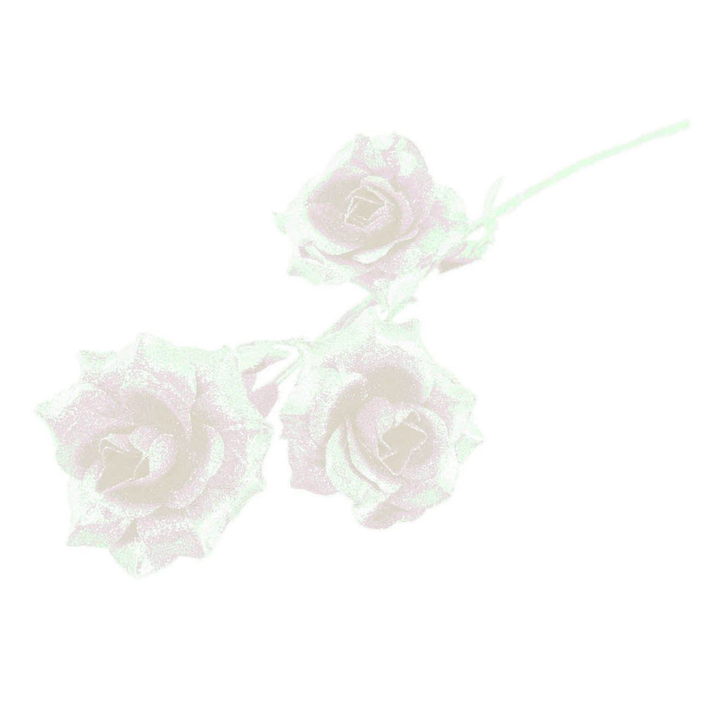 Heavy Glittered 3 Head Rose Spray