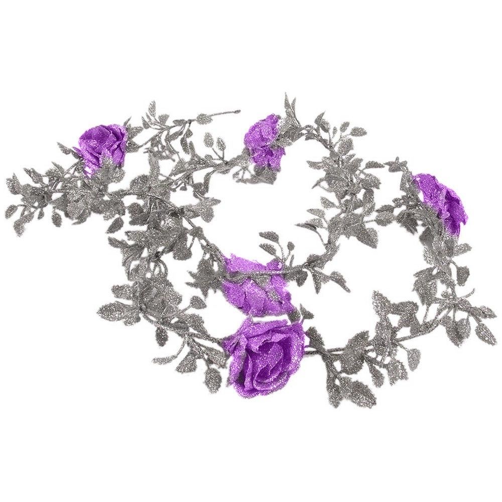 Heavy Glittered Rose Vine Garland