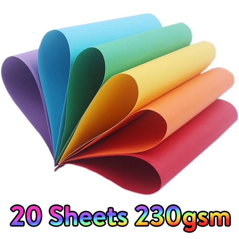 20x Sheets of Assorted A4 Colour Cardboard 230g
