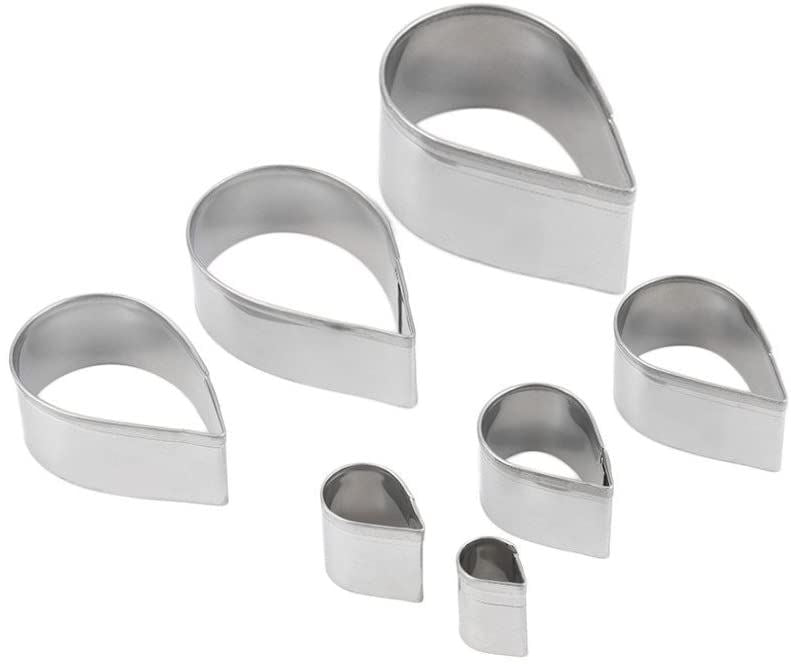 Rose Flower Petal Teardrop Shaped Cookie Cutters