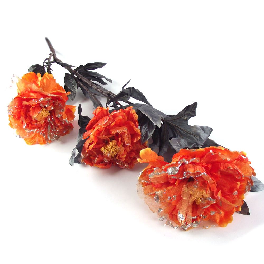 3 Head Gothic Glitter Peony Spray
