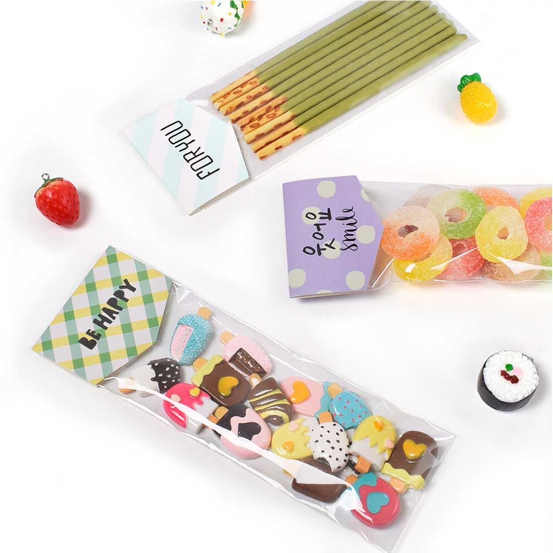 20x Long Slim Cellophane Bags with Card Tops
