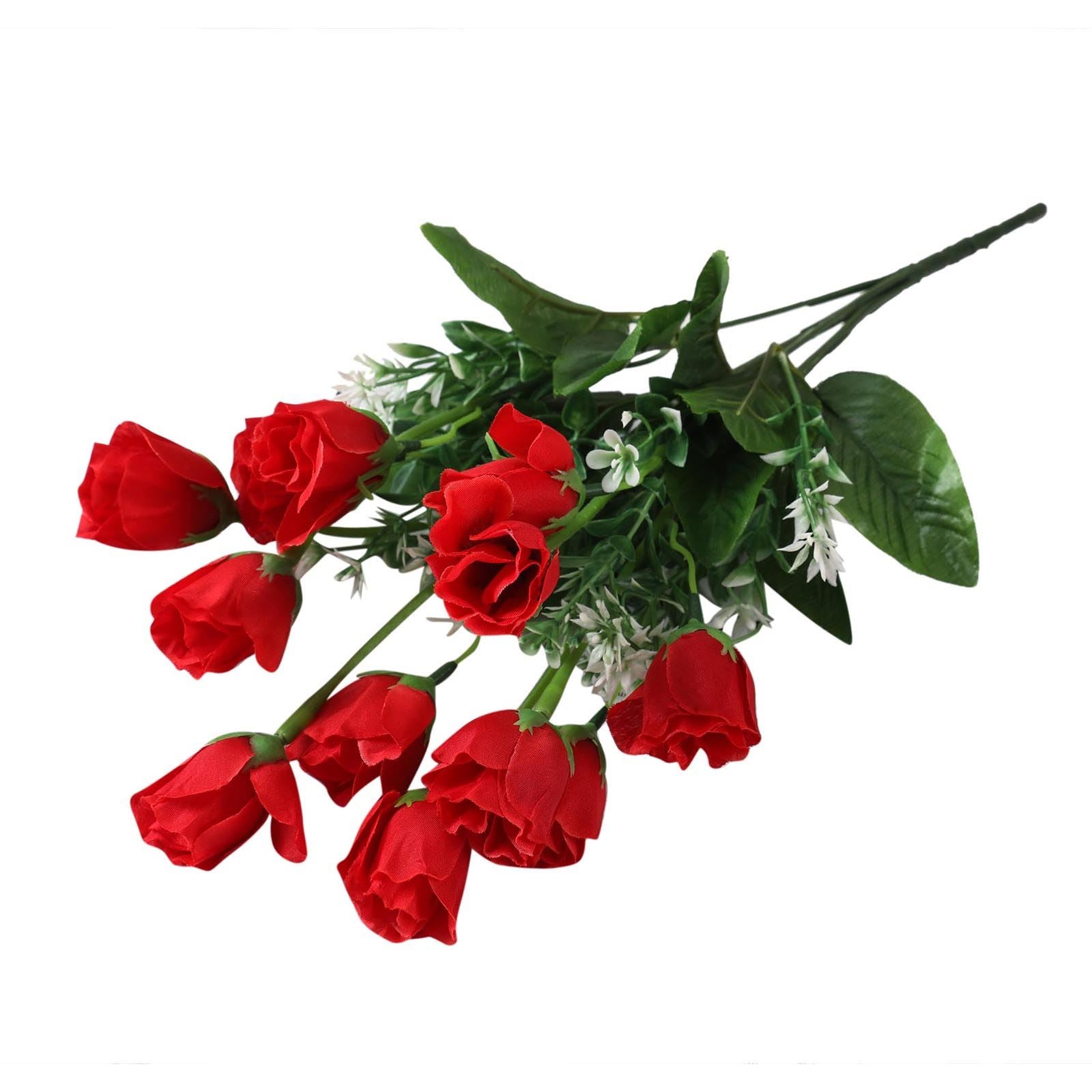 10 Head Small Tulip Rosebud Flower Bunch