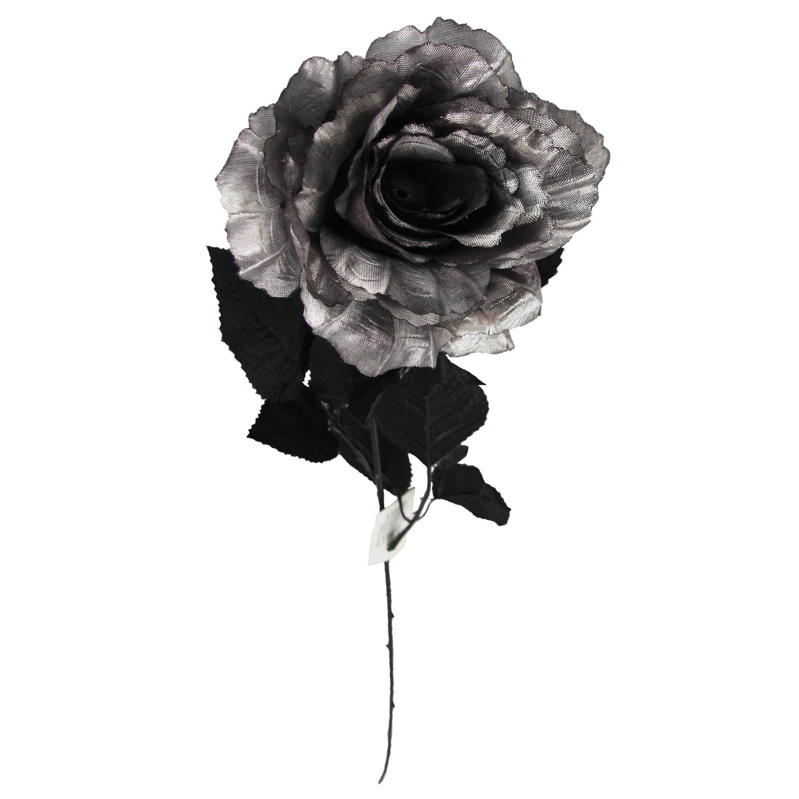 Metallic Rose with Black Stem