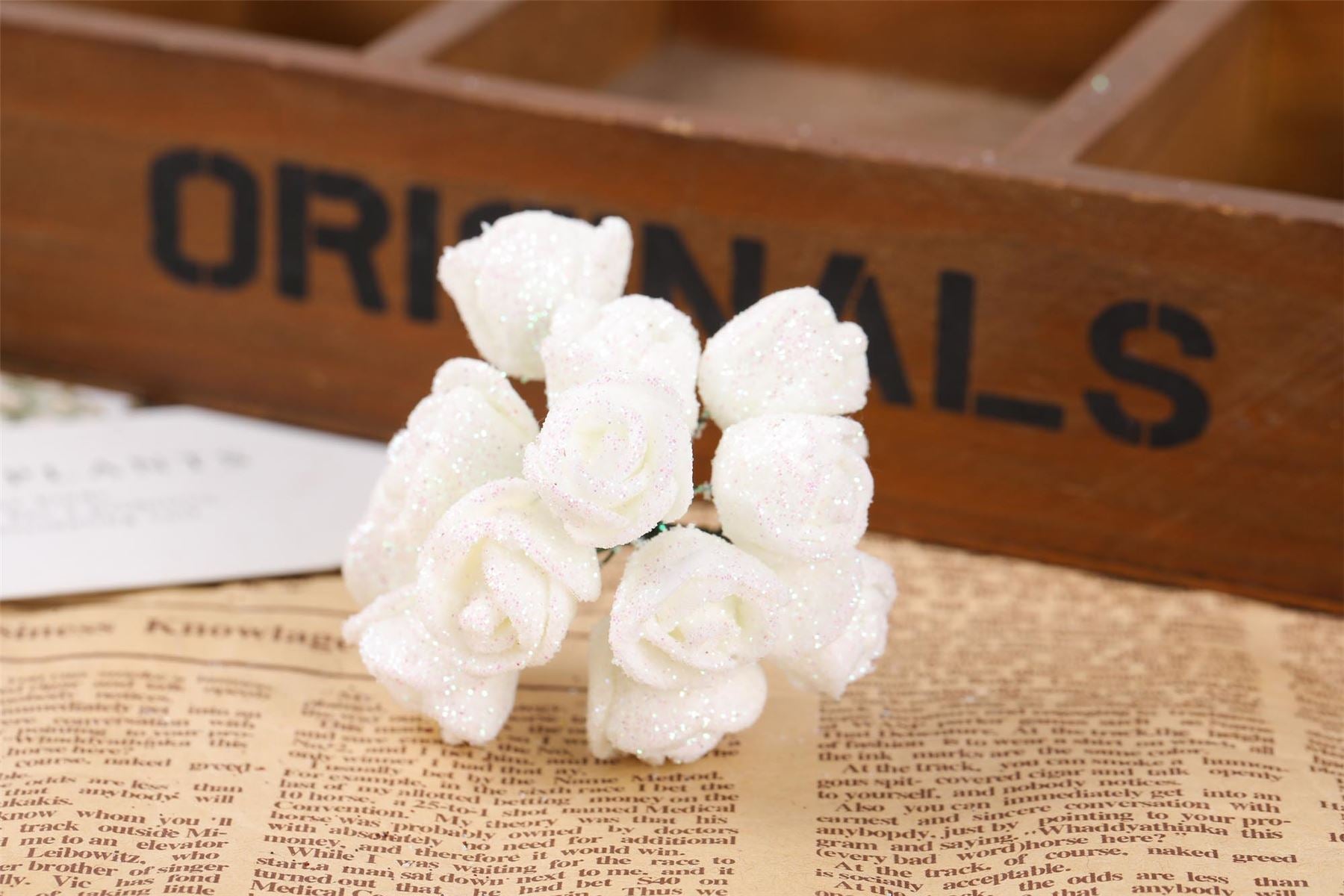 Bundle of 10 Mini Glitter Roses