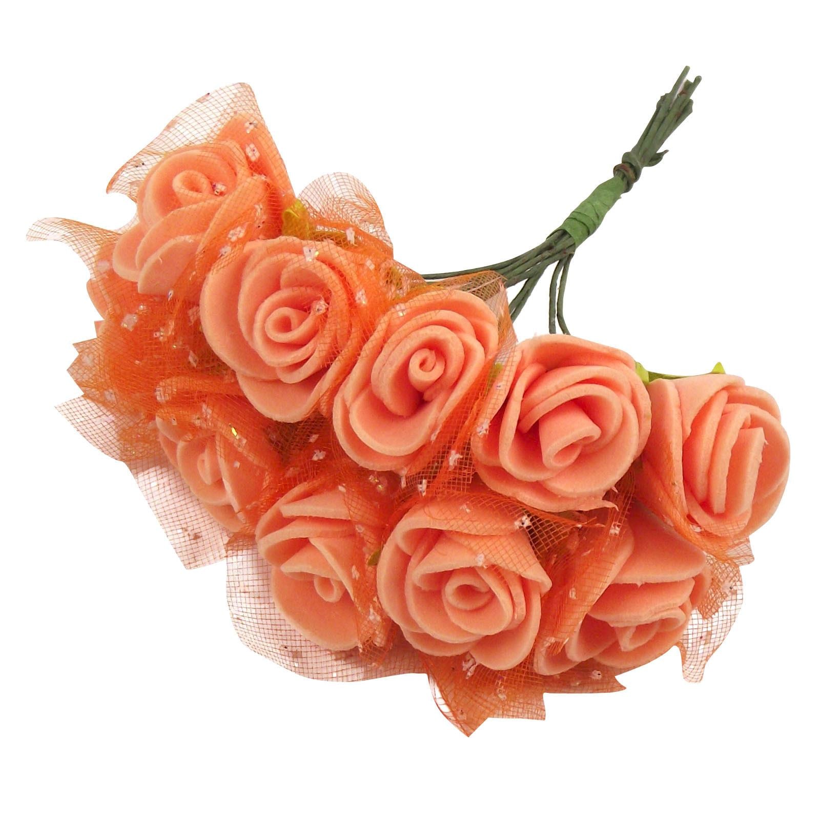 10x Mini Rose Buds with Tulle