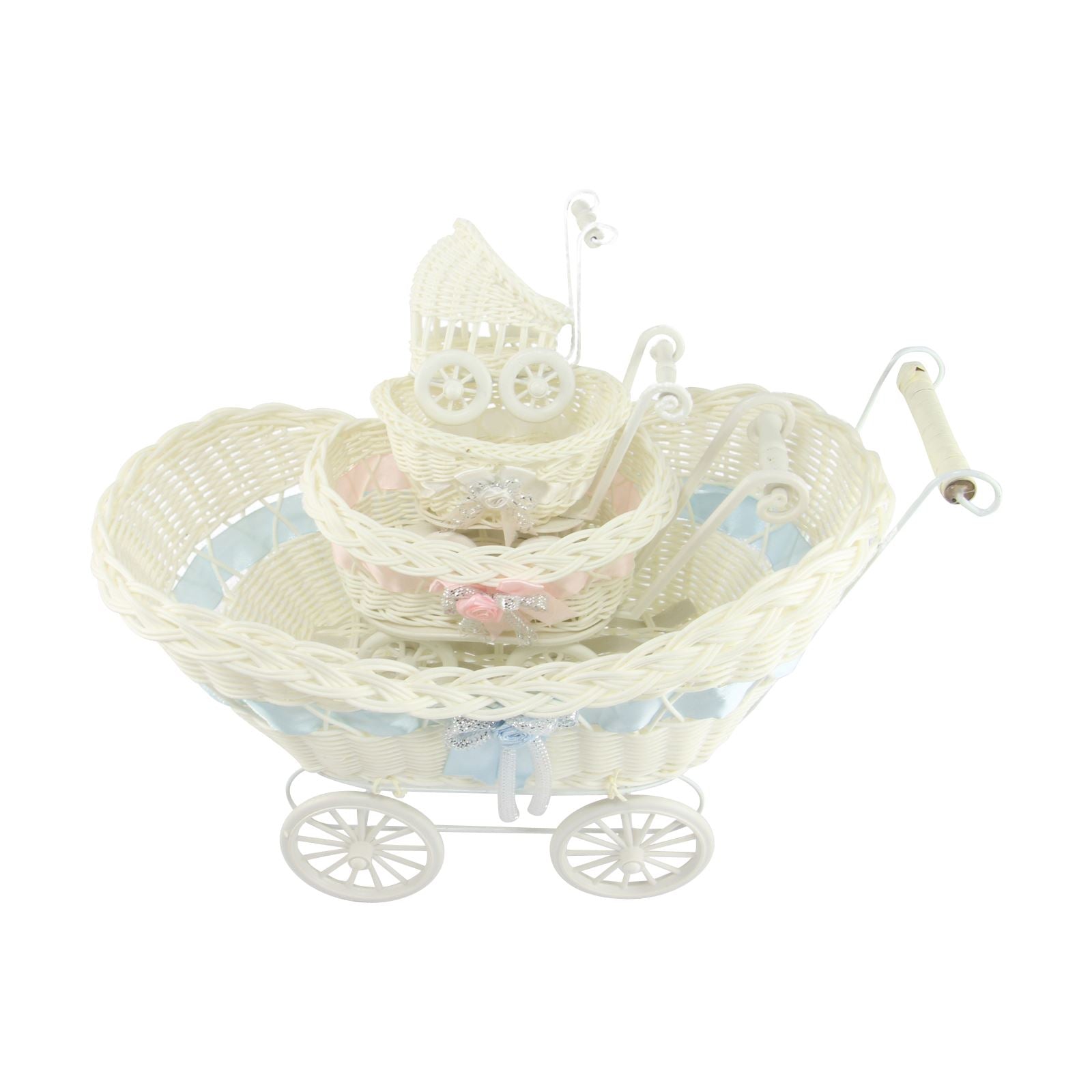 Mini Favour Size Prams with Ribbon