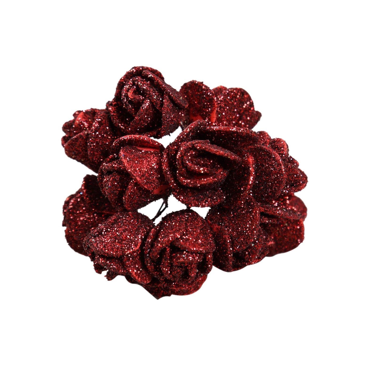 Bundle of 10 Mini Glitter Roses
