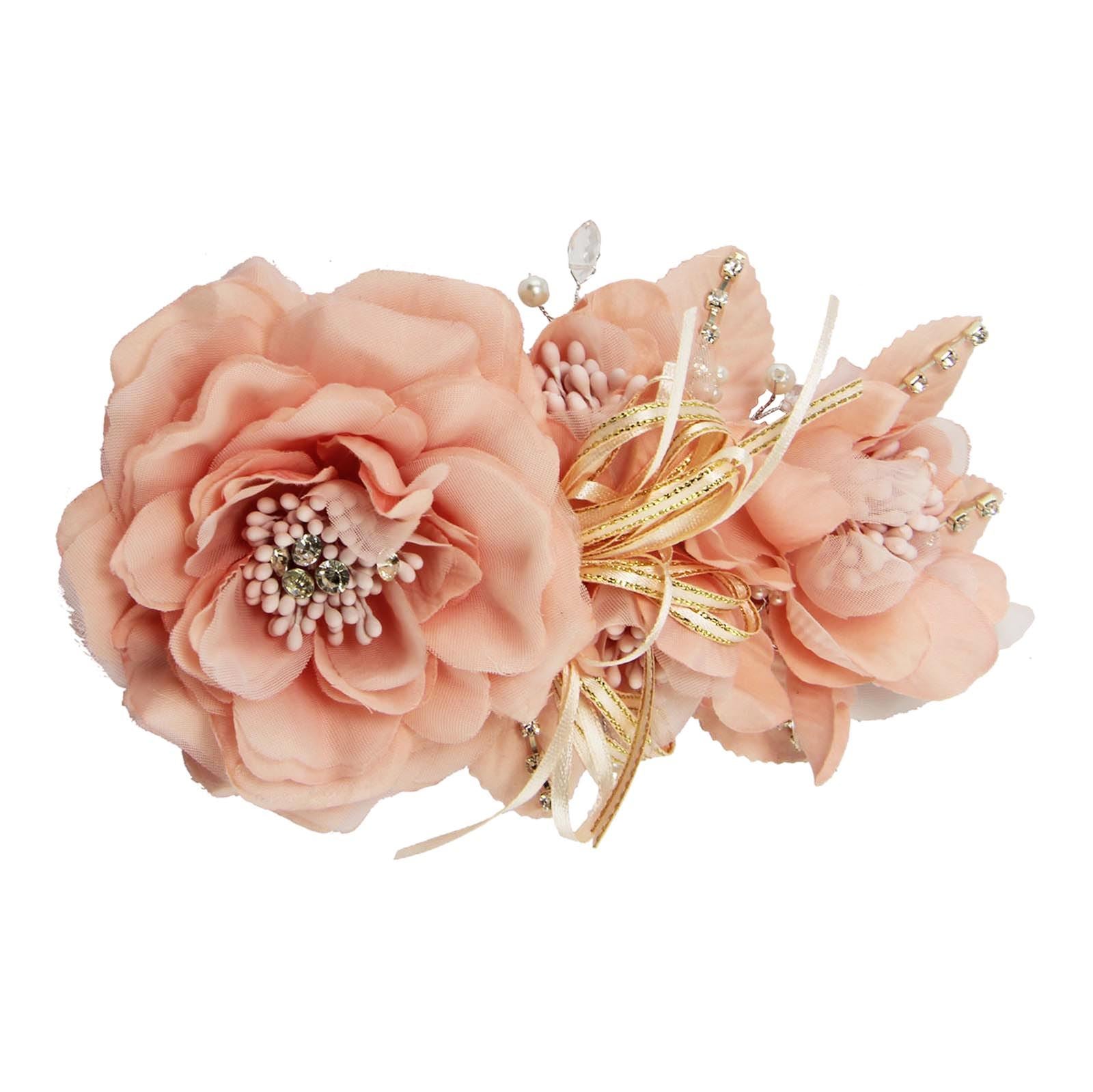 Long Premium Rose and Diamante Fascinator