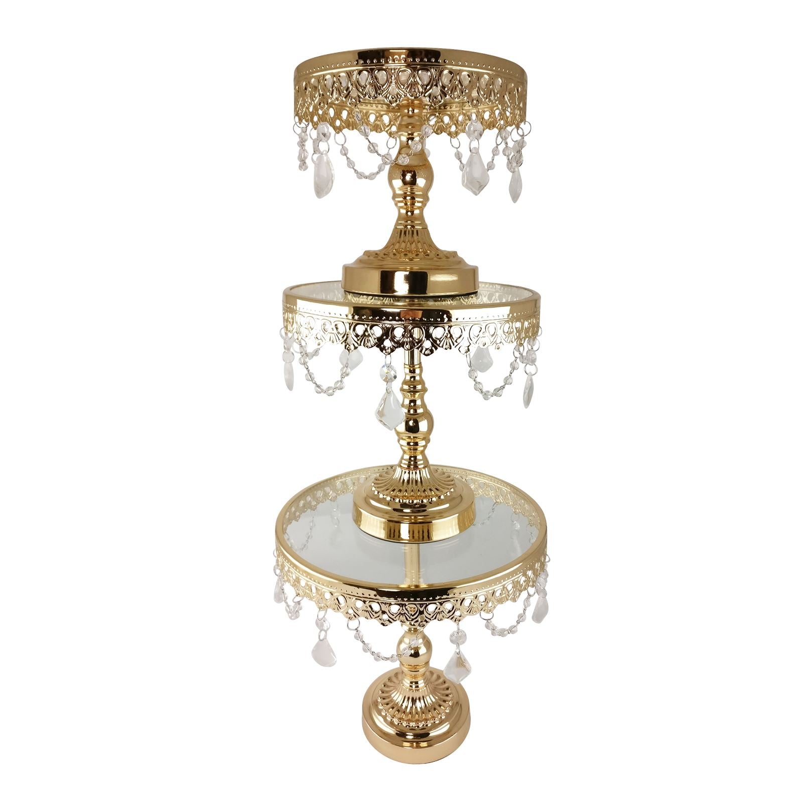 Set of 3 Metallic Crystal Cake Stands