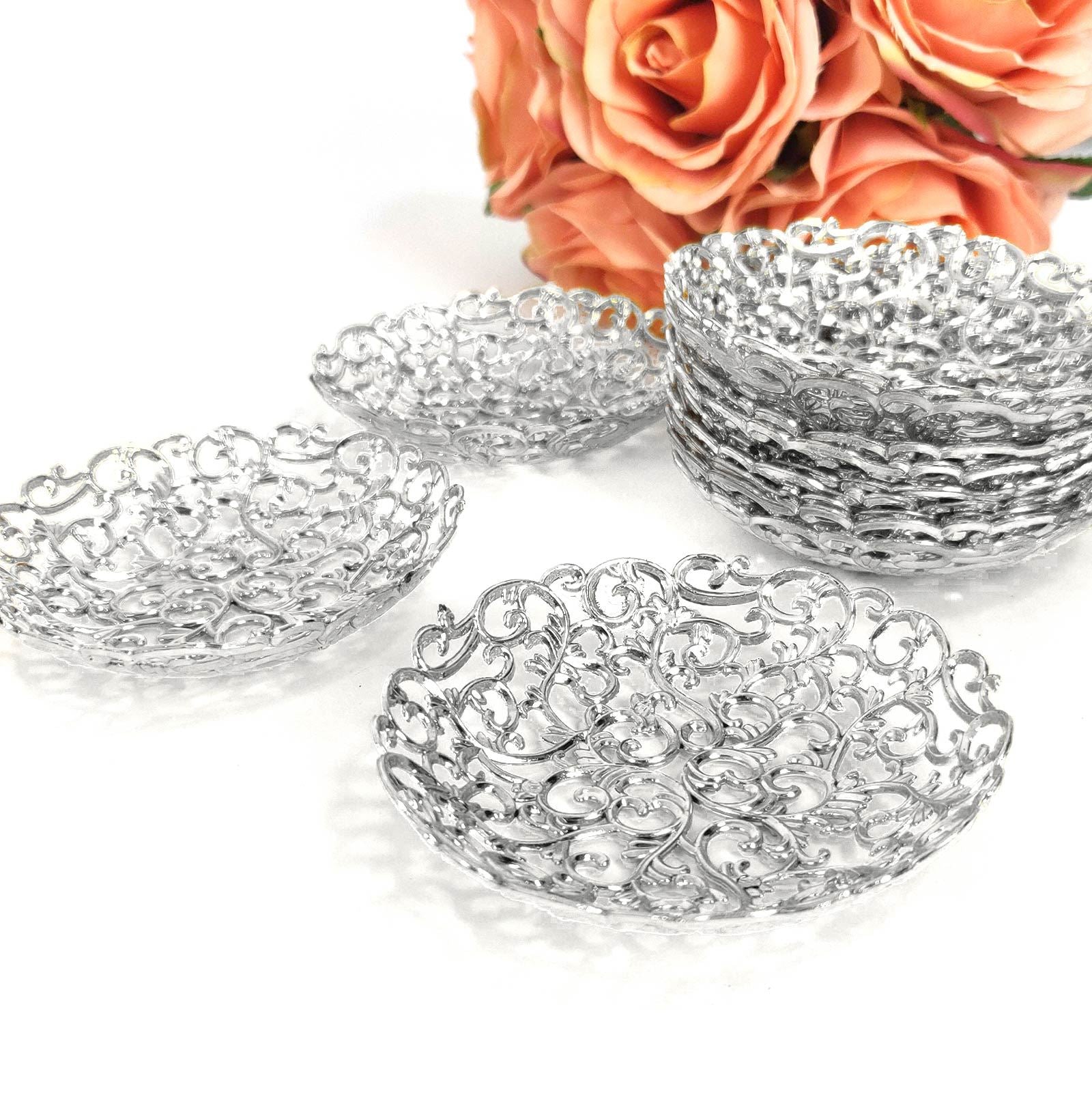Mini Ornate Lace Effect Plastic Canape Serving Dishes
