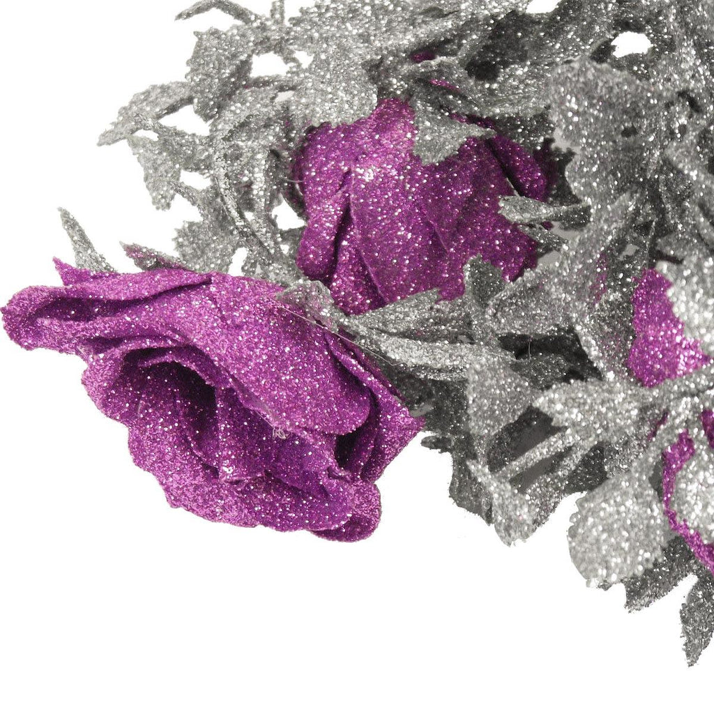 Heavy Glittered Rose Vine Garland