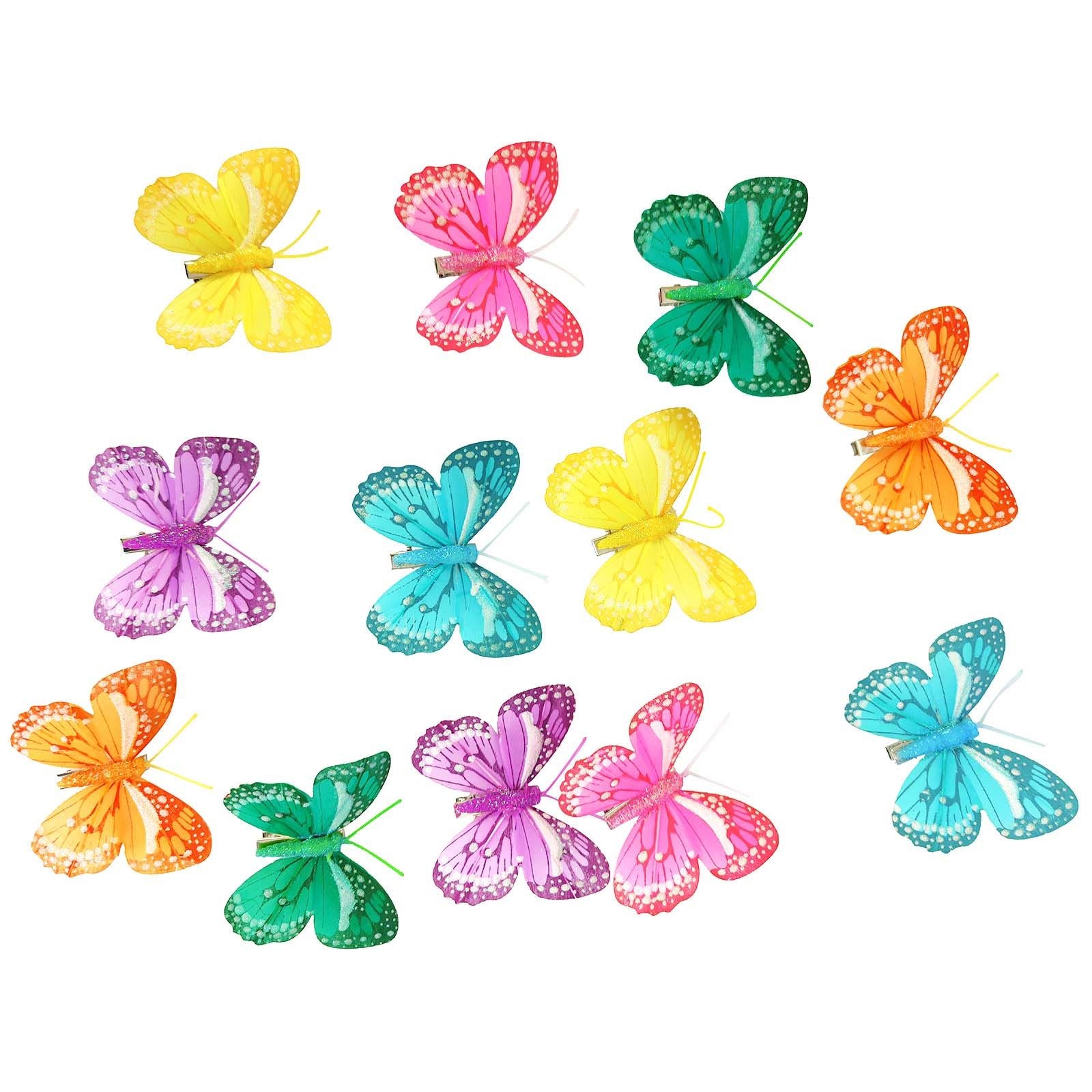 Box of 12 Premium Feather Butterfly Clips