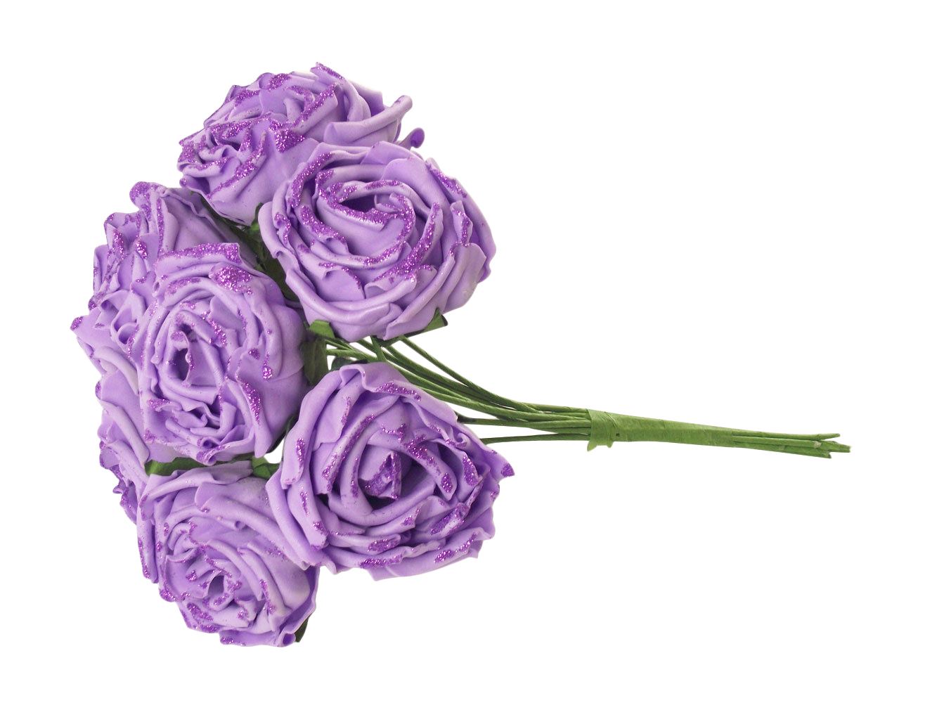 Bunch of 10 Glitter Foam Roses