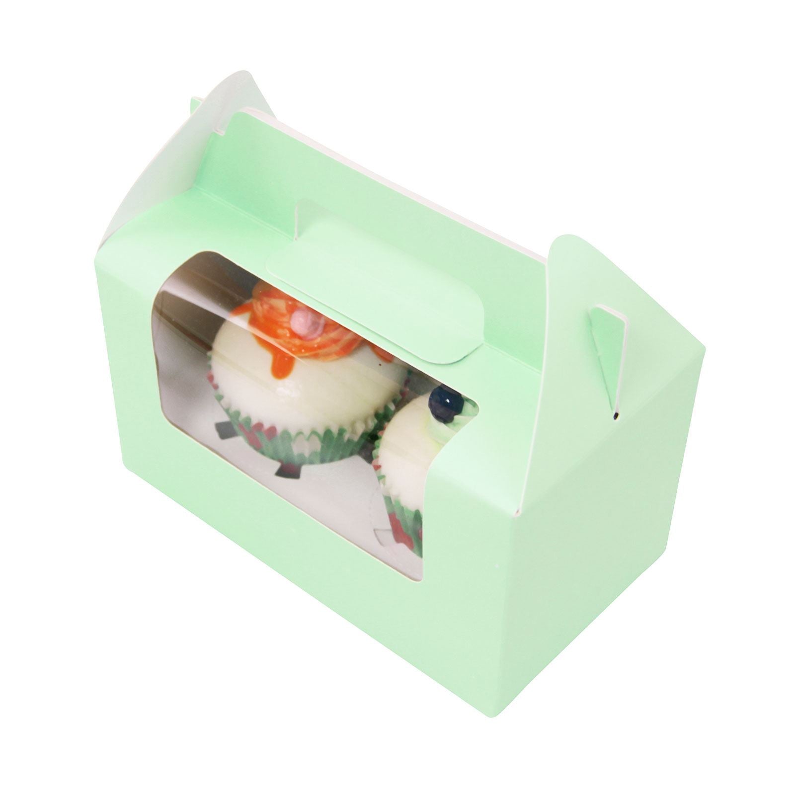 Large Coloured Double Cupcake Boxes with Window and Handle