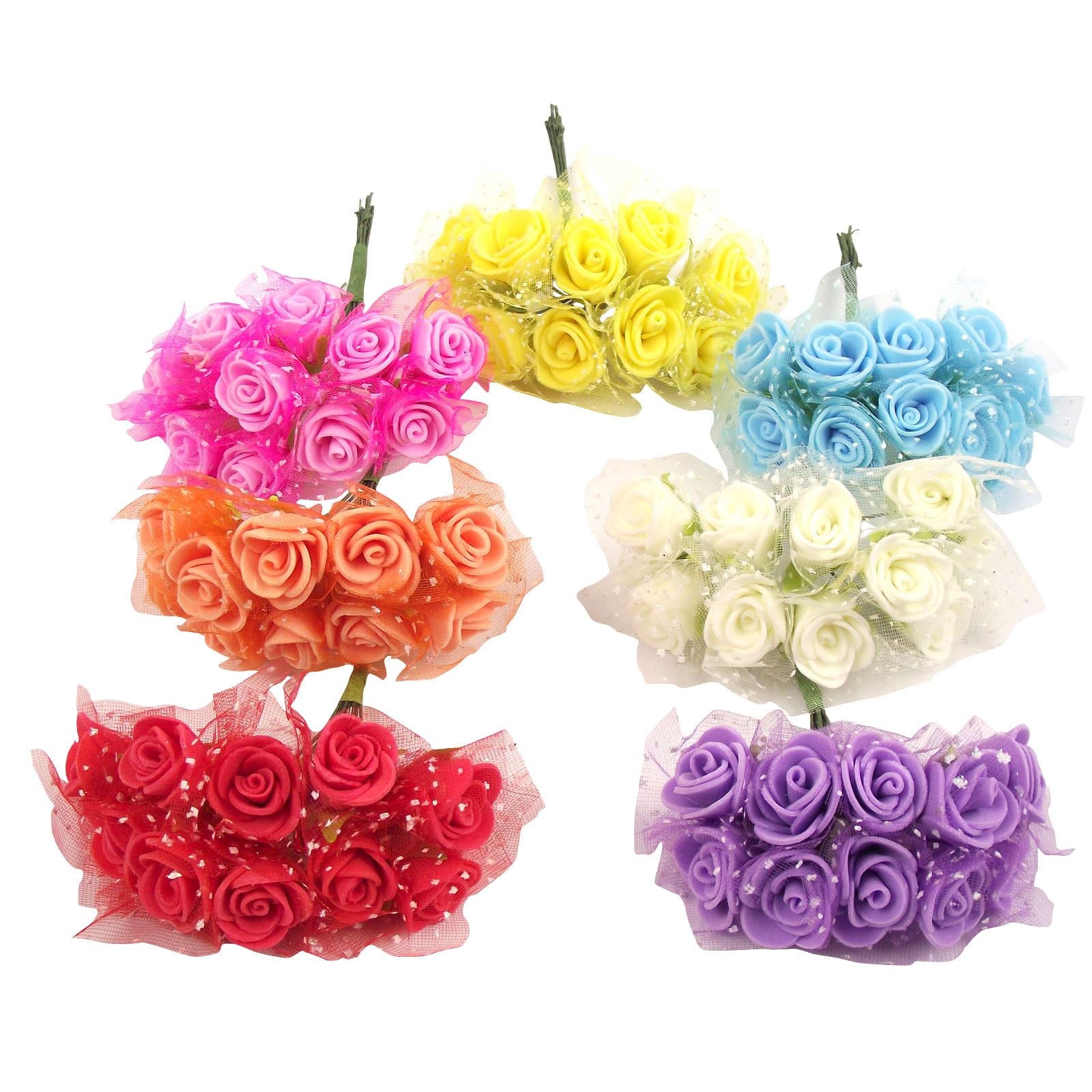 10x Mini Rose Buds with Tulle