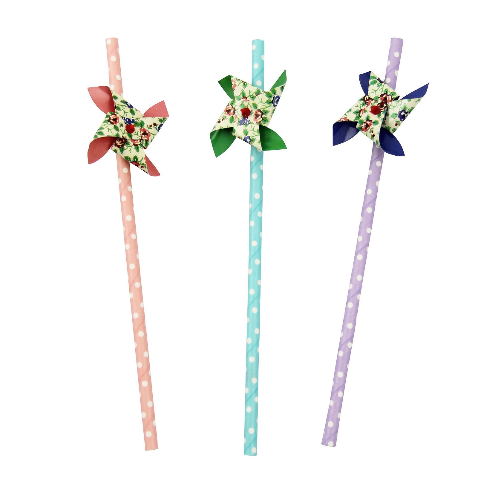 Vintage Paper Straws with Fan x 12