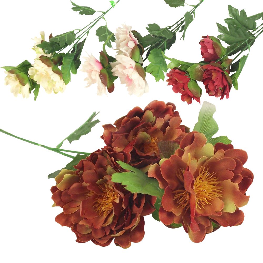 3 Head Open Peony Spray