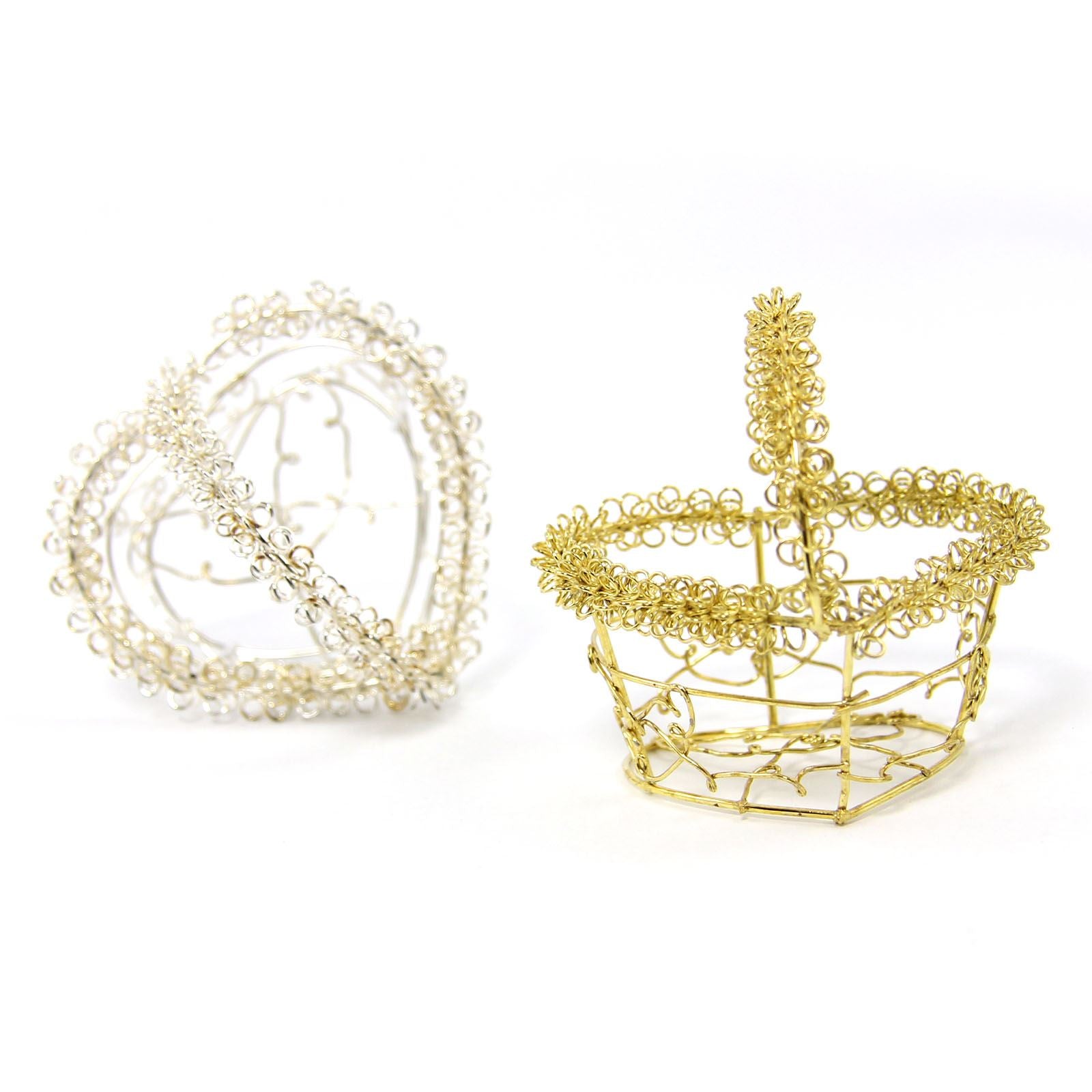 Mini Favour Wire Baskets in Gold or Silver