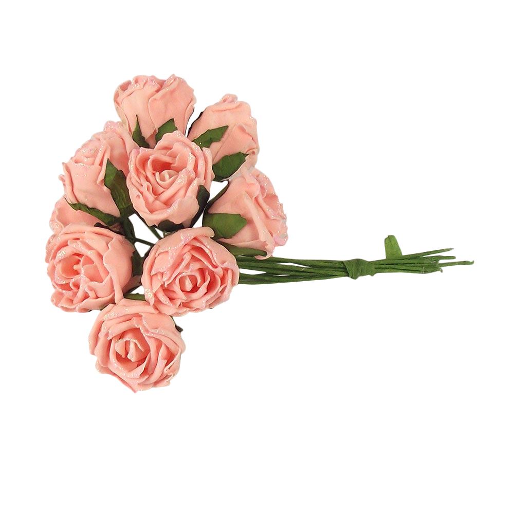 Bunch of 10 Glitter Foam Roses