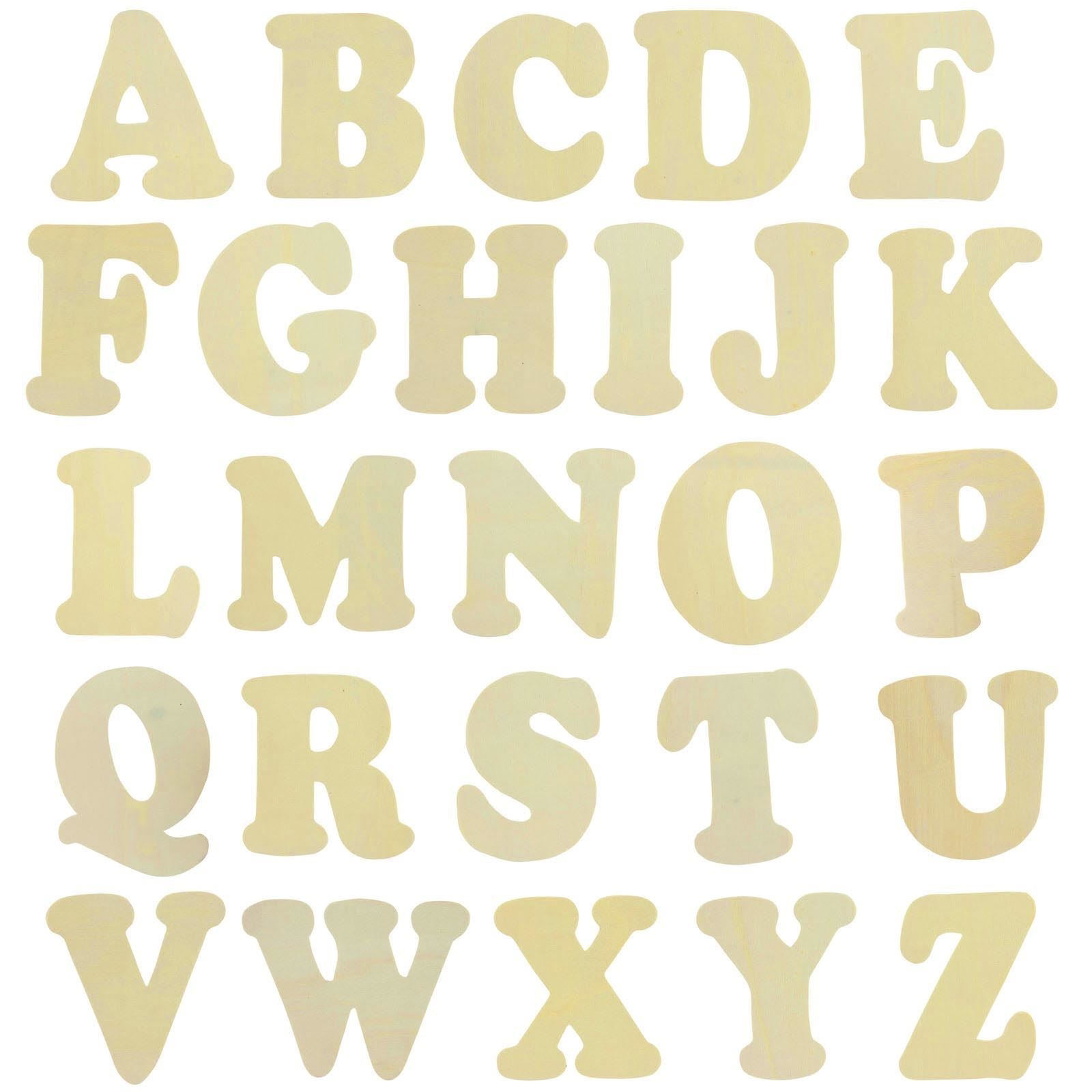 Large Natural Wood Flat Alphabets