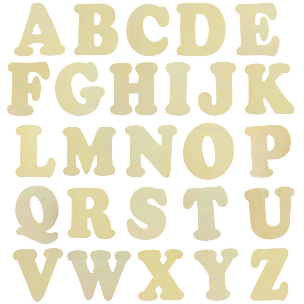 Large Natural Wood Flat Alphabets