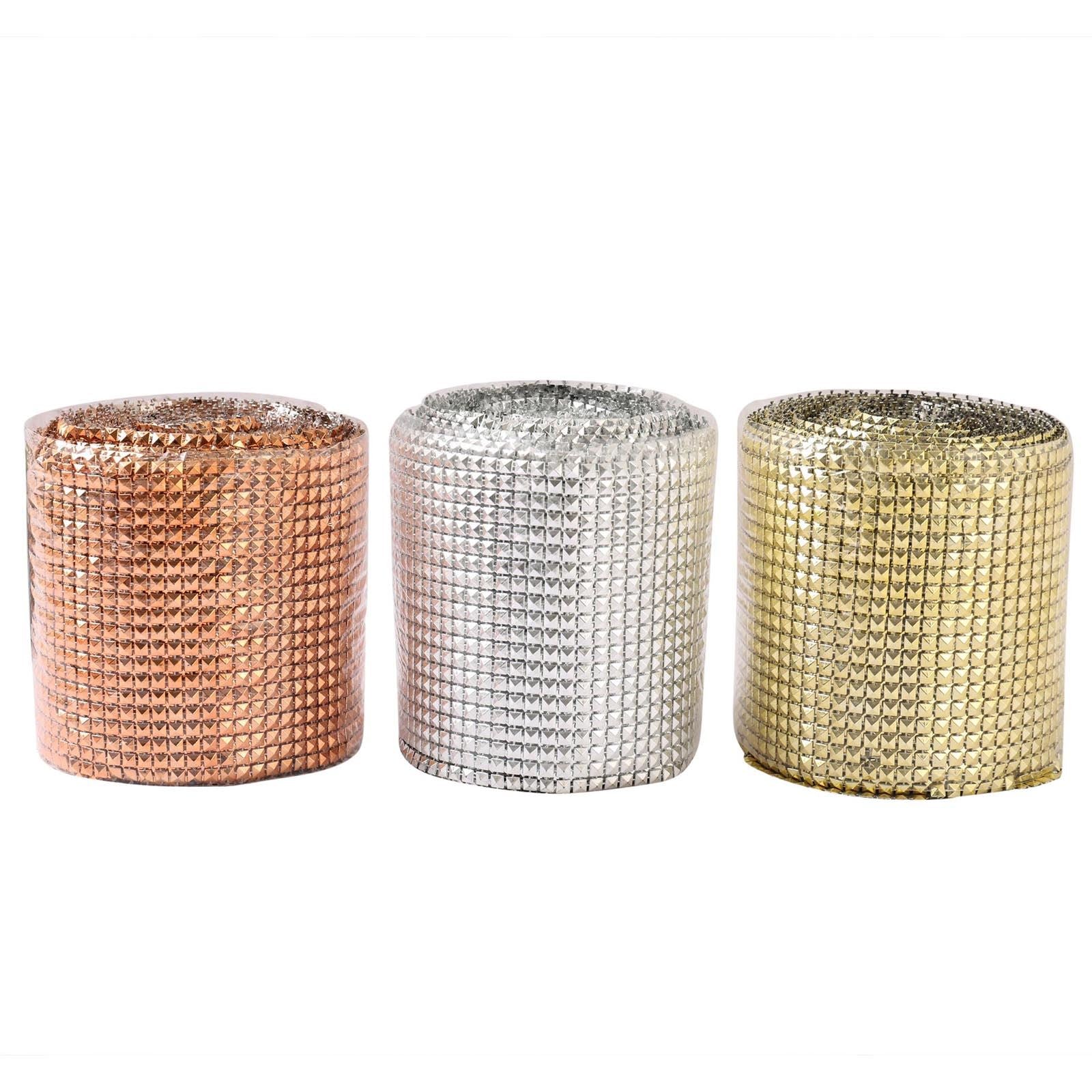 24 Row Metallic Stud Diamante Mesh