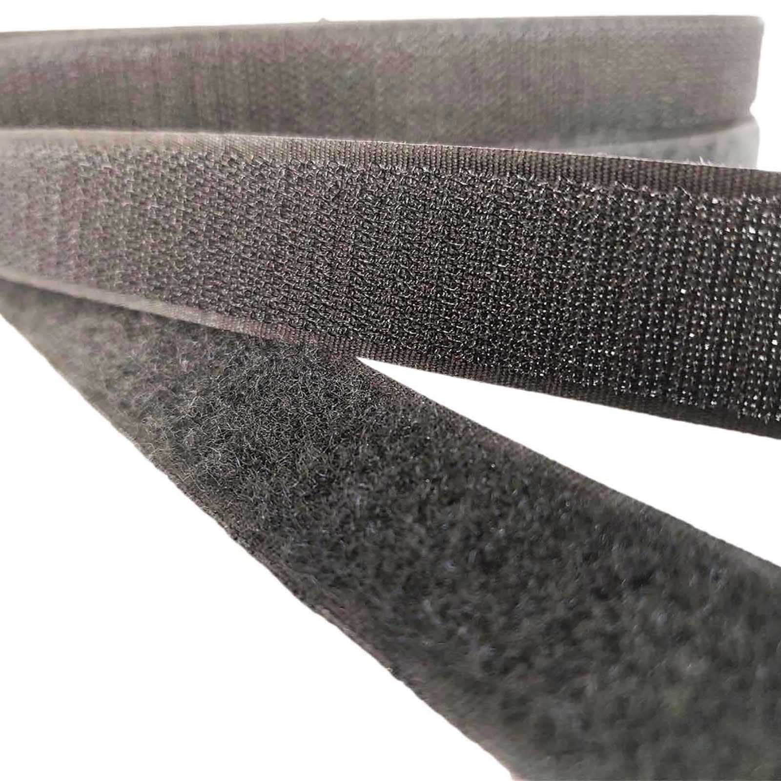 25mm Wide Black Sew On Hook and Loop Strips