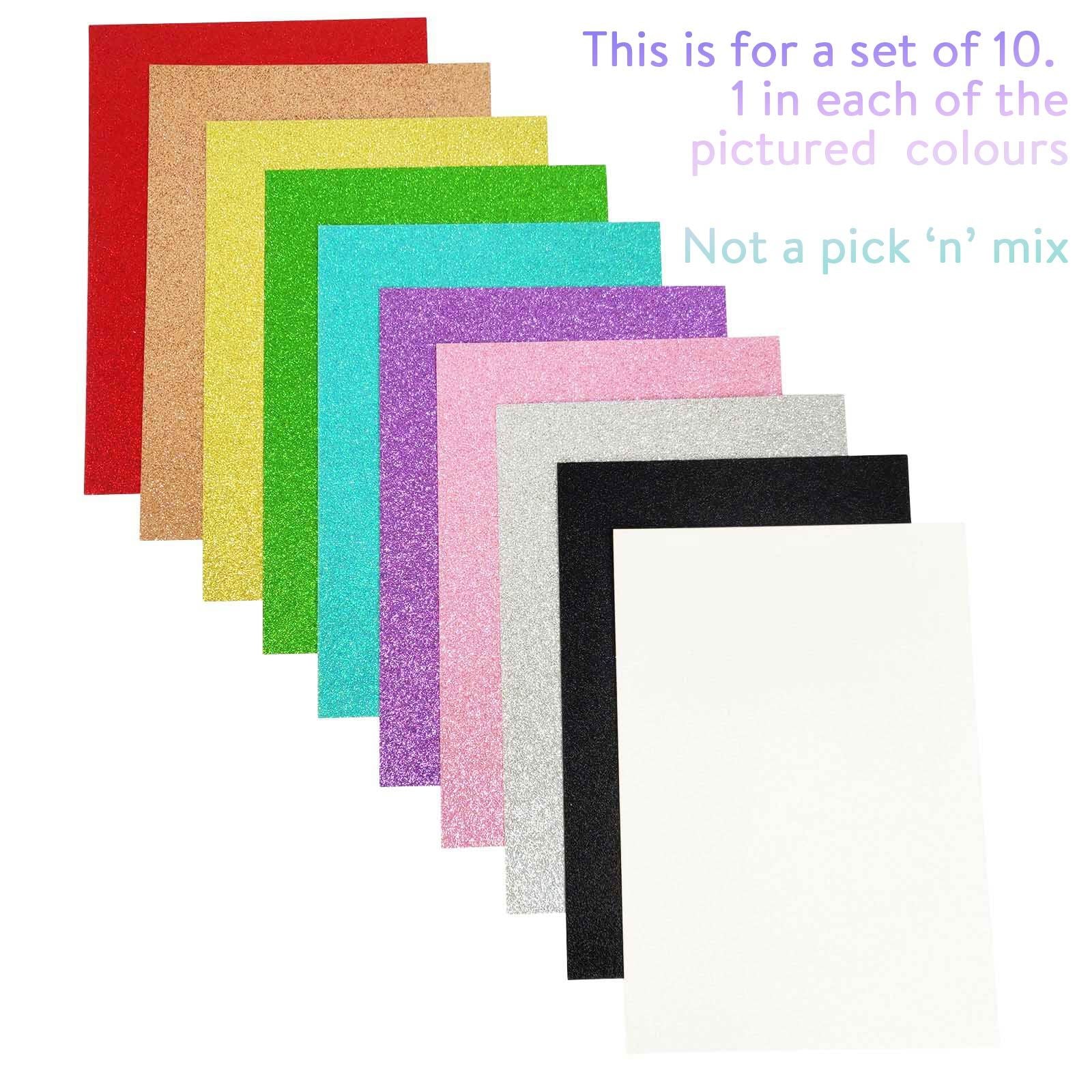 Pack of 10 350gsm Heavy Duty A4 Glitter Cards