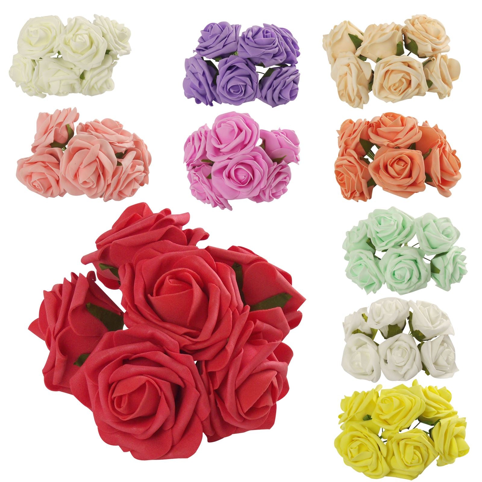 Bunch of 6 Soft Colourfast Roses