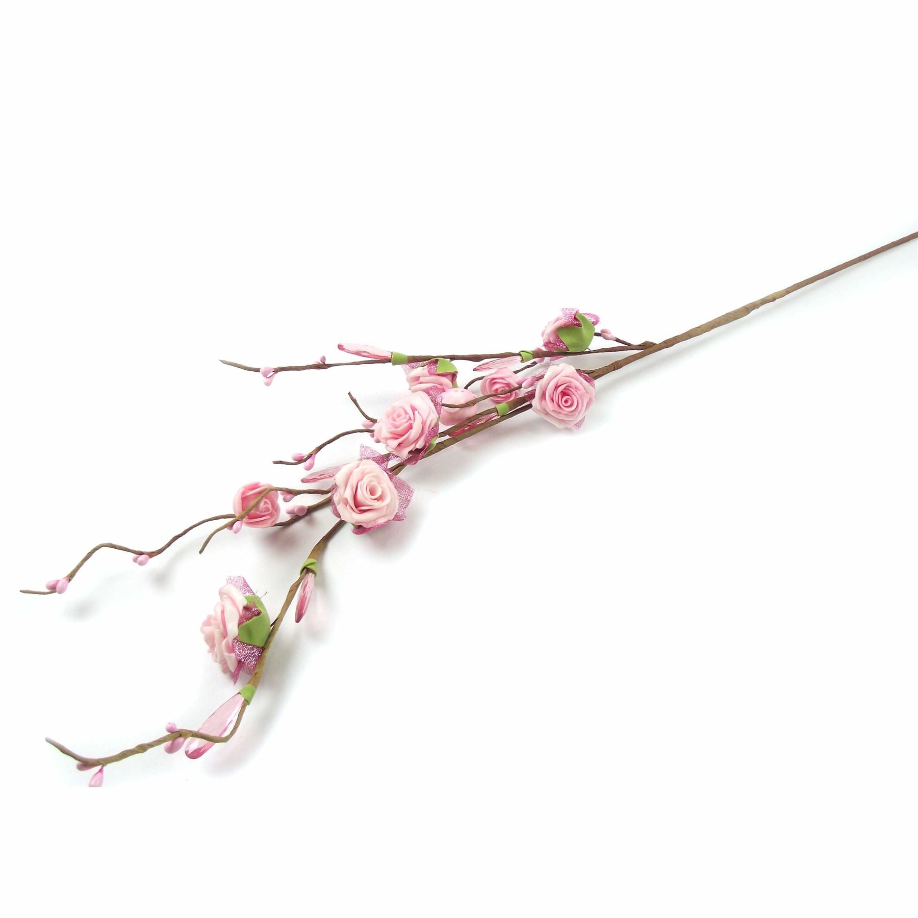 9 Head Tulle Rose and Crystal Spray