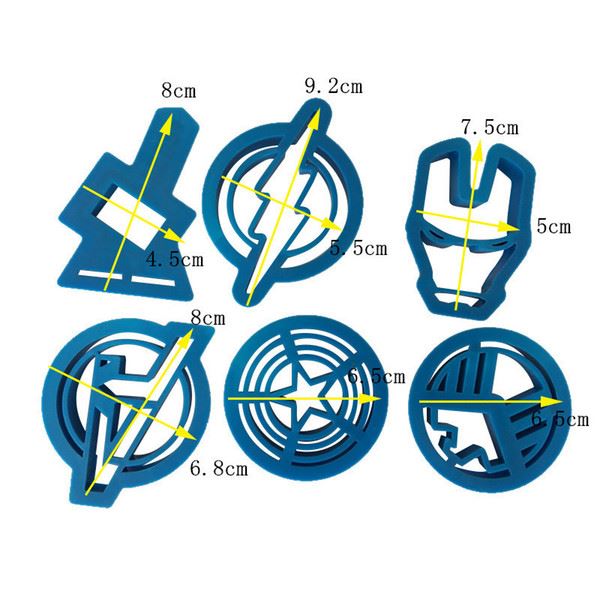 Combo Set of 10 Superhero Cookie Cutters - Avengers Iron Man Superman Batman